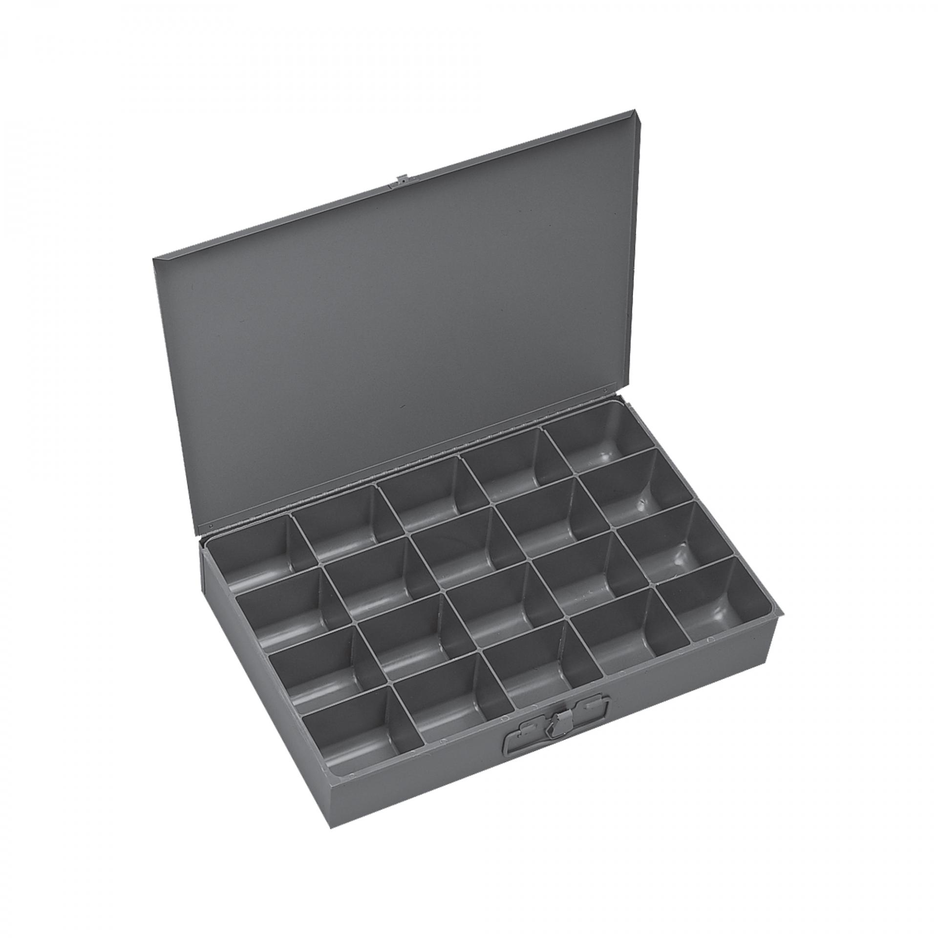 Large Steel Compartment Box, 20 Compartments, Gray